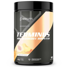 NEOSUPPS Pre Workout Booster Terminus XXL Peach Ice Tea 540 g, Booster Fitness & Gym, Pre Workout Booster Vegan, Pump & Focus, Tested Quality, 8,000 mg L-Citrulline, 20 Servings