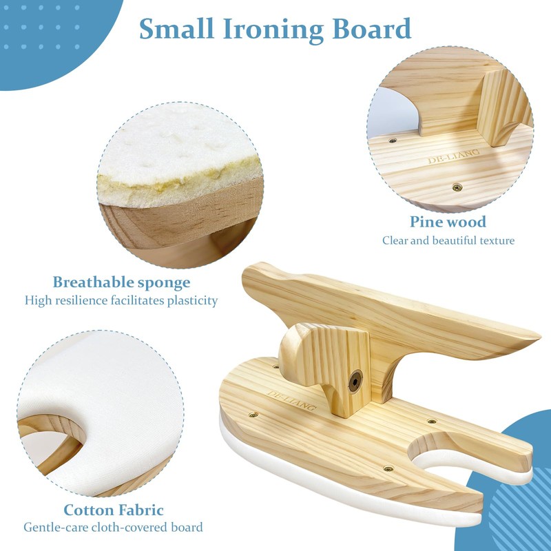 DE-LIANG Tailors Ironing Board with Pine Wood Base, Cotton Cover