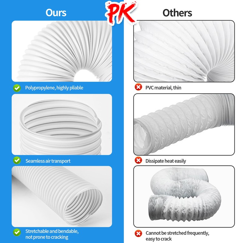 Portable Air Conditioner Exhaust Hose - 5.9 Inch Diameter, 78