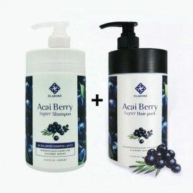 Elabore Acai Berry Super Shampoo and Hair Pack Set (2pcs)- Sulfate Free 1000ml