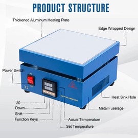 Soldering Hot Plate 110V 850W LED Microcomputer Electric Preheat Soldering Preheating Station Welder Hot Plate Rework Heater Lab (200X200mm Plate)