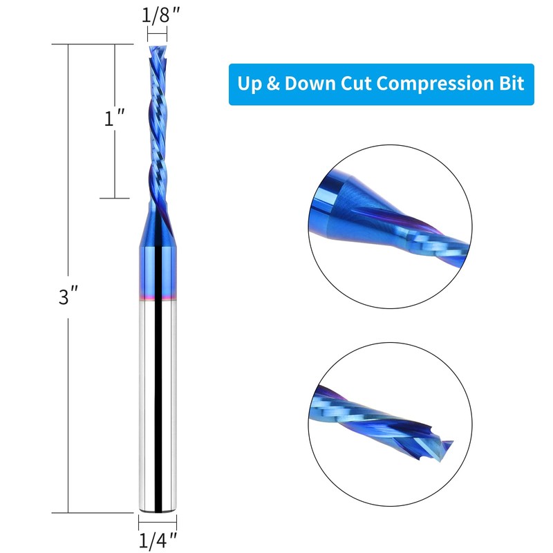 EANOSIC Extra Long 3 inch Spiral Router Bits Up Down