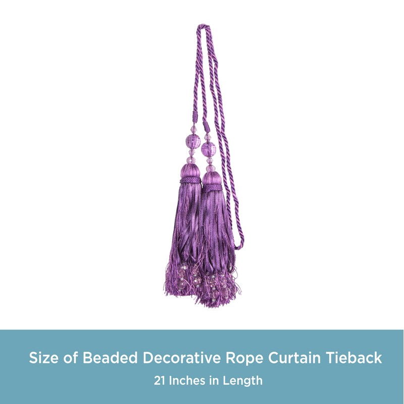 Kenney 99850 Tweener Jeweled Tassel Rope Window Curtain Tieback, Purple
