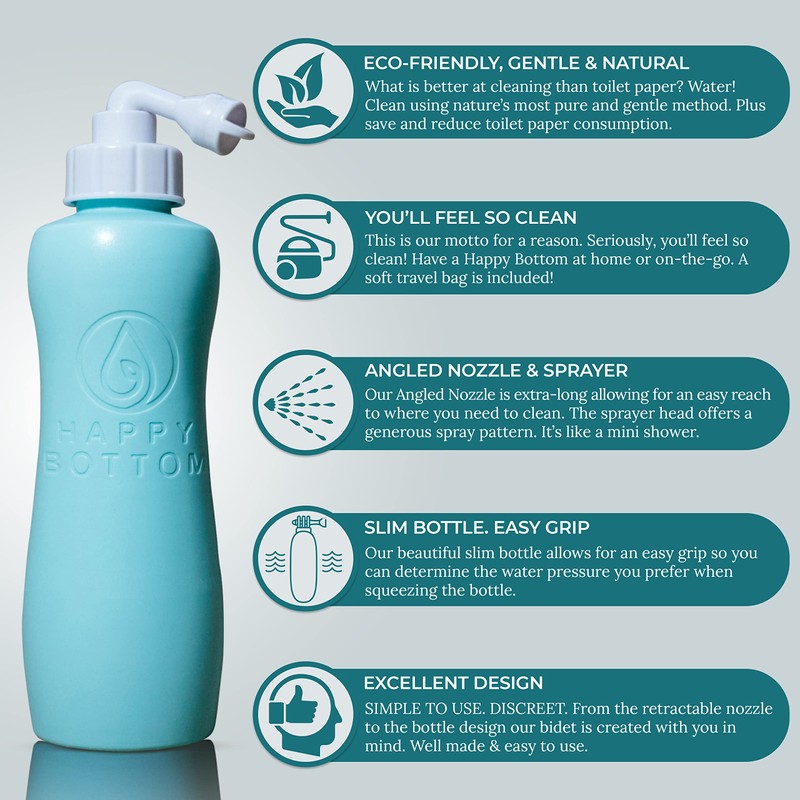 Happy Bottom Portable Bidet | Leak Free Handheld Travel Bidet