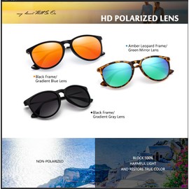 CHBP Sunglasses Womens Men Polarized UV Protection Trendy Vintage Retro Round Mirrored Lens Sunglasses For Women