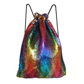 FUBAOLIN Sequin Drawstring Backpack Sequined Gym Drawstring Bags 20L Suitable for Sports, School, Gym, Travel, Beach Swim Football Trainer Bag Kids Men Women