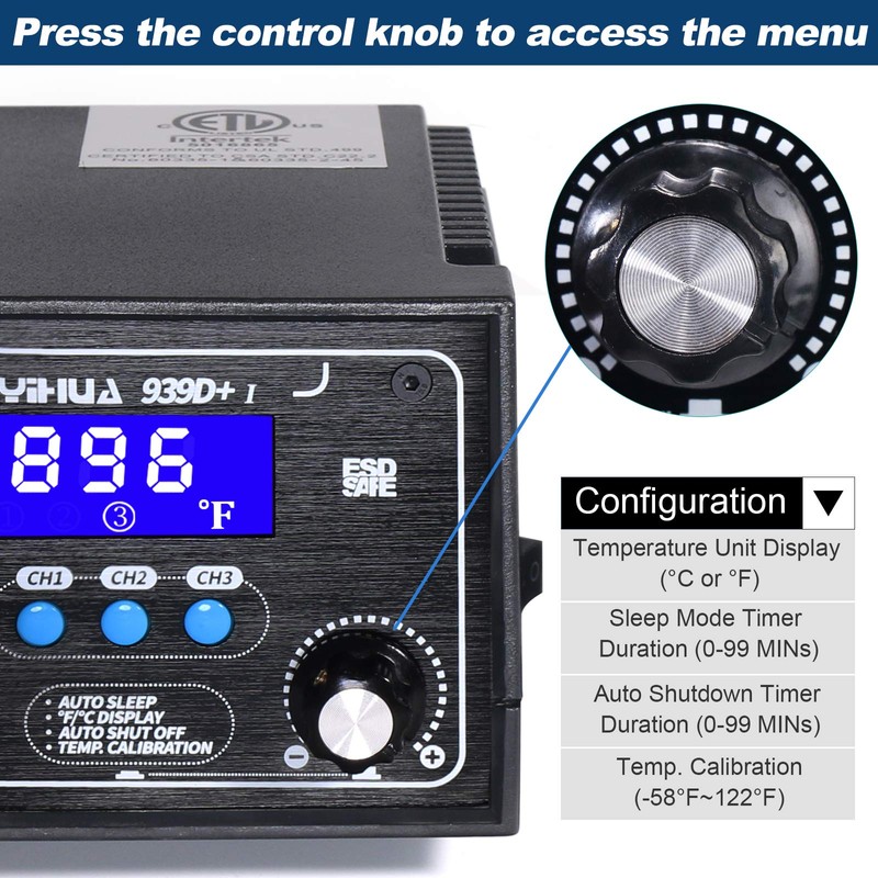 YIHUA 939D+ I Soldering Station, Upgraded, 75 Watt Equivalent with