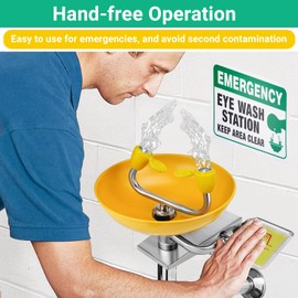 Eye Wash Station, Wall-Mounted Emergency, Portable First Aid Eyewash Station Eye Irrigation Sign, 304 Stainless Steel, Enhanced ABS Surface Coating