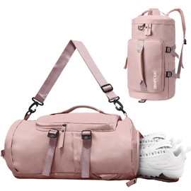 IBOPUXIU Sports Bag for Men and Women with Shoe Compartment & Wet Compartment, Waterproof Travel Bag, Gym Bag for Outdoor, Swimming, Yoga & Business, pink, Pale Pink