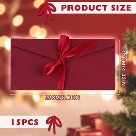 XNIVUIS 15 Pack Gift Envelopes, Retro Kraft Buckle Envelopes, Money Cash Gift Envelopes with Ribbons Vintage Envelopes for Invitations Greeting, Mother's Day, Thanksgiving, Valentine's Day (Red)