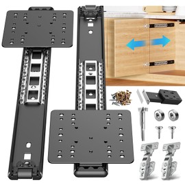 Pocket Door Slides, Pocket Door Hardware,Inset Cabinet Door Hardware Kit,with Magnetic Push-Pull Latch,for Cabinet Doors and Insert Doors(2, 12in)