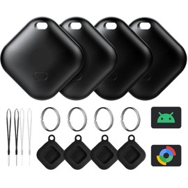 Tracker Tag for Android, Luggage Tracker with Case, Works via Google Find Hub App, Bluetooth Tracker Item Finder for Key, Backpack, Travel and Commute (black4)