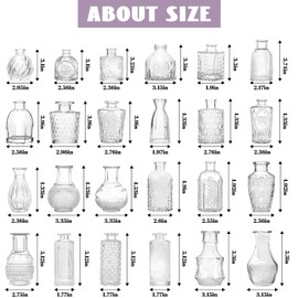 Bud Vases - in Bulk 24,Vintage Small Glass Bud Vases for Flowers, Clear Crystal Mini Vases Bud Vases in Bulk, Small Flower Vases for Centerpieces Wedding Decorations Home Flower Party Decor