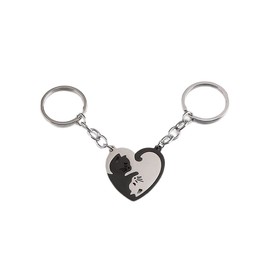 YALLNASL Cat Matching Keychain for Couples Best Friends Heart keychains for Women Men Relationship Friendship Gifts for 2 Cat Yin Yang Key Chains for Bestie Christmas Birthday Gift