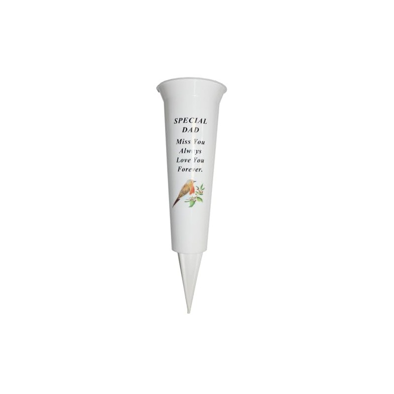 Memorial Grave Flower Pot - 33cm tall Sturdy White Memorial