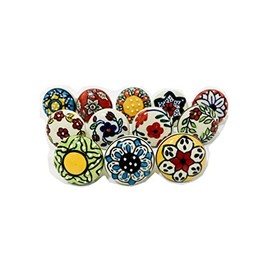 Multicoloured Ceramic Knobs for Cabinet Dresser Drawer Multipurpose Kitchen Furniture Desks Handle Door Cupboard Wardrobe Pull Hand Painted Hardware Ceramic Knobs Cabinet Set of 12
