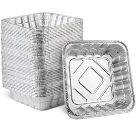PLASTICPRO Disposable 10'' X 10'' X 3'' Inch Square Aluminum Tin Foil Baking Pans Bakeware - Cookware Perfect for Baking Cakes, Breads, Brownies, Bread, Meatloaf, Lasagna, Pack of 50