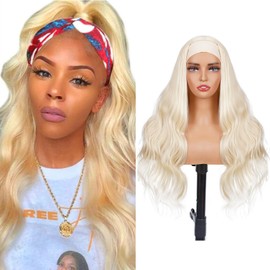 Jennandra 613 Blonde Headband Wig Human Hair Body Wave 20 Inches Human Hair Headband wig None Lace Front Wigs Human Hair Wig for Black Women Wear and Go Wig 150% Density wig?#613,BD,20Inch