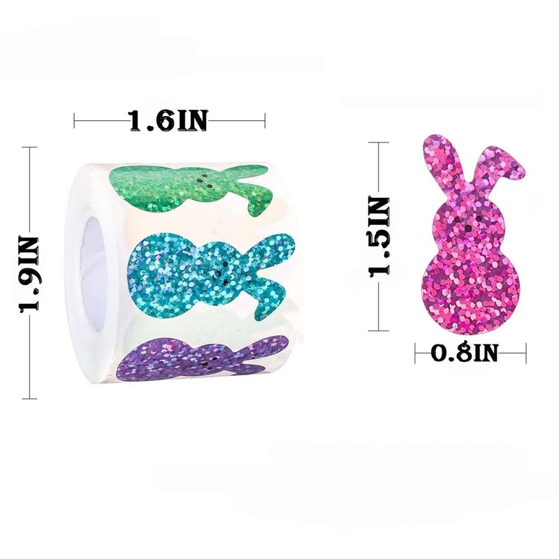 500pcs 1.5 Inch Easter Day Bunny Rabbit Stickers 8 Design