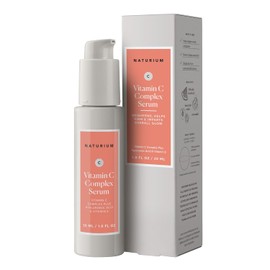 Naturium Suero Facial Complejo de Vitamina C, Tratamiento Facial Antienvejecimiento con Ácido Hialurónico y Vitamina E, 1 onza