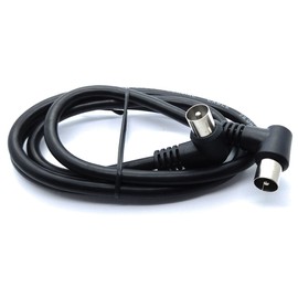 DRUT 1m TV RF Right Angle 90' Male Plug to Male Plug Coaxial TV Freeview Cable Lead 75 Ohm (33ft, Black)