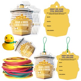 Dinggaogao 50 Pcs Duck Tags for Cruising and Rubber Duck Game Cards - 2.64 x 3.54 Inches With 50 Rubber Bands for Cruise Ship