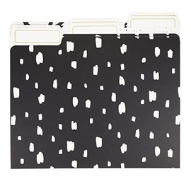 U Brands Artistic Elements File Folders, Office Supplies, 1/3-Cut Tabs in Assorted Positions, Letter Size, Black and White, 6 Count