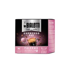 BIALETTI Café Palermo - 16 Mocespresso Capsules "I Caffè d'Italia" - Extra Strong Coffee - Very Sea Cocoa Flavouring