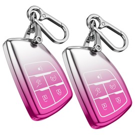 2Pack For Chevy Key Fob Cover With Keychain. TPU Soft Shell Full Protection.Compatible with 2021-2025 Silverado Sierra Tahoe GMC Yukon Suburban Denali(Gradient pink, 5-Buttons)