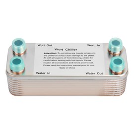Ferroday 20 Plate Wort Chiller Stainless Steel Brazed Plate Heat Exchanger 1/2 NPT Thread Plate Chiller (7.5" x 1.97")
