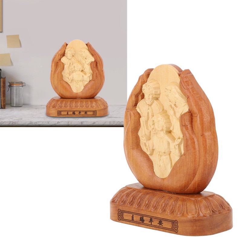 Wooden Holy Family Figurine Statue Exquisite Delicate Durable Stable Beech