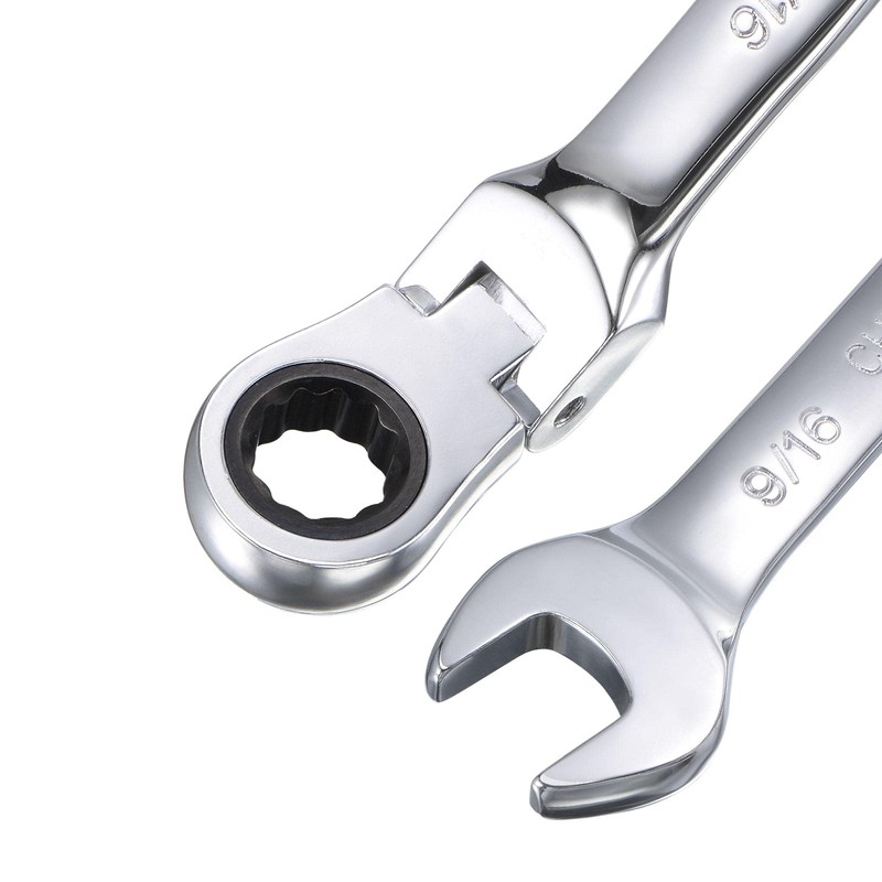 sourcing map 9/16 Inch Flex-Head Ratcheting Combination Wrench SAE 72
