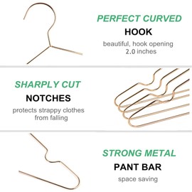 Amber Home 20Pack 12" Rose Gold Kids Baby Hangers, Strong Metal Children Clothes Hangers for Closet, Space Saving Infant Hanger for Toddler Coats Pants (Rose Gold, 20)