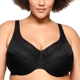 Glamorise Full Figure Plus Size Wonderwire Minimizer Bra Underwire #9003 Black