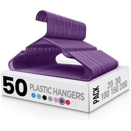 Utopia Home Utopia Home Plastic Hangers 50 Pack - Perfect Space Saving Clothes Hanger - Durable and Strong - Perfect Closet Organizers with Shoulder Grooves (Purple)