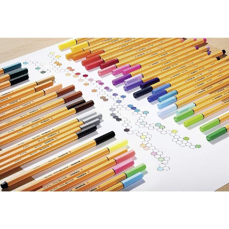 Stabilo Fineliner Pen 10-Piece Set, Yellow/Brown/Blackaa