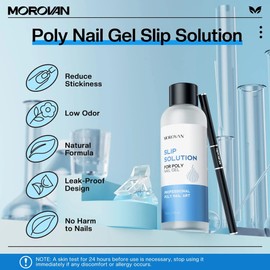 Morovan Nail Slip Solution Kit: 2.5 oz (75 ml) Anti‑Stick Gel Liquid for PolyGel Nails
