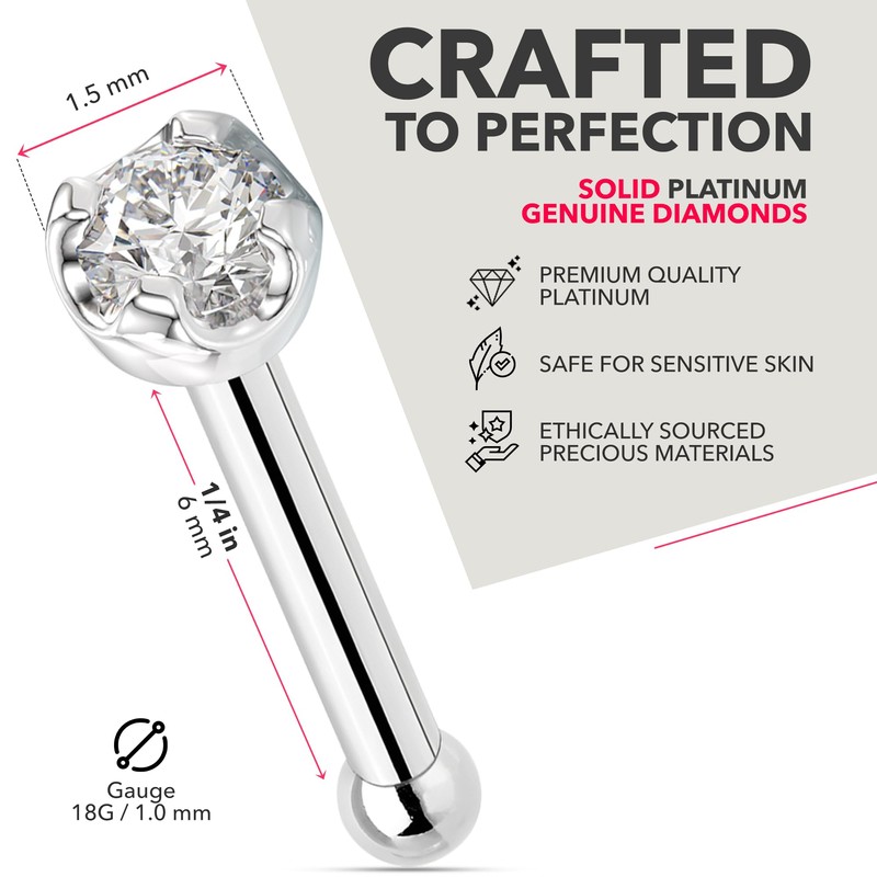 Body Candy Solid Platinum 1.5mm (0.015 cttw) Genuine Diamond Nose