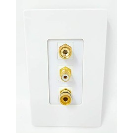 RiteAV - 1 Port RCA White 2 Port Banana Speaker Screwless Decorative Wall Plate
