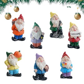 Yoaeyok 7-Piece Christmas Gnome Set, Gnome Figures, Christmas Decoration, Resin Ornaments, Gnome Accessories for Christmas Decoration, DIY Decoration for Christmas, Micro Landscape, Fairy, Garden