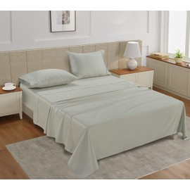 LANE LINEN Full Bed Sheets Set – 450 Thread Count Cooling Cotton Sheets, Soft & Comfy Sateen Weave, 15” Deep Pocket Fully Elasticized Fitted Sheet, Machine Washable, Moonstruck