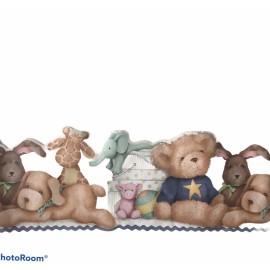 York Nursery Wallpaper Border Gallery of Stuffed Animals 9.5”H x 5 Yards Long