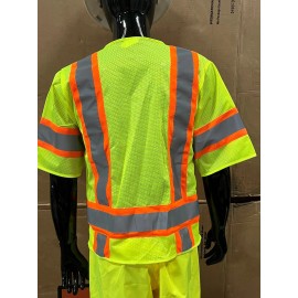 Unbranded NSSV2023 SAFETY  VEST Hi Vis Lime ANSI Class 3 Mesh  w/ 2" Reflective SHIPS FREE
