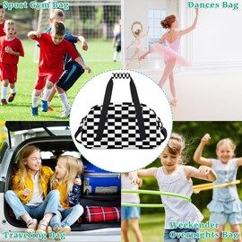 Kids Overnight Duffel Bags Checkered Black Travel Sports Gym Bags for Boy Waterproof Weekender Sleepover Bags Portable Carry on Tote Bag Work Out Bags