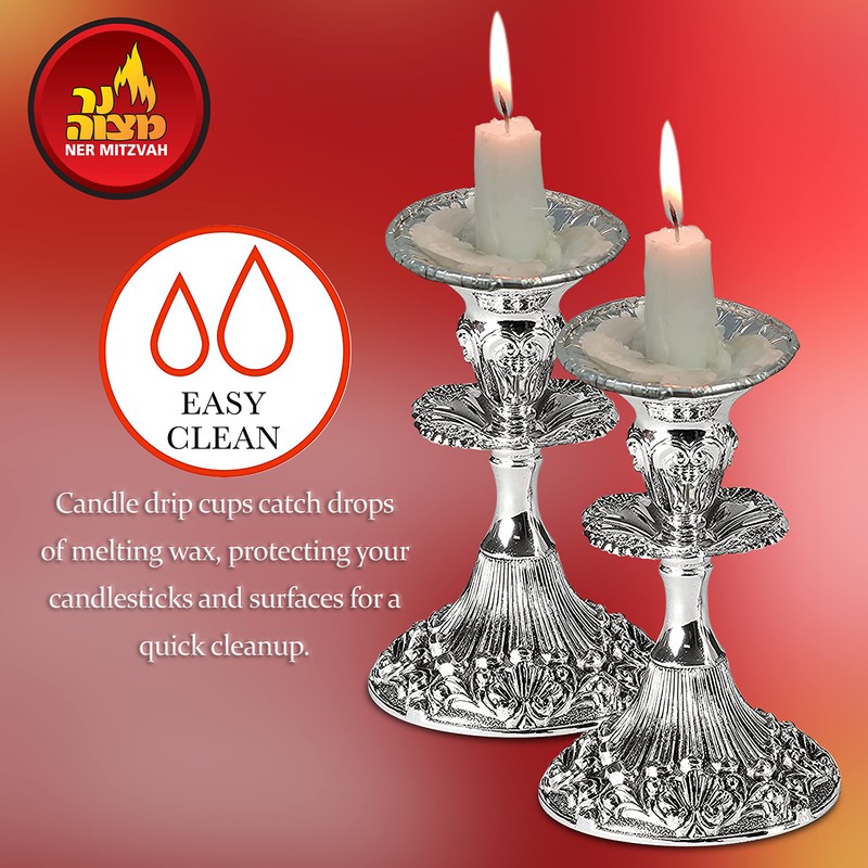 Ner Mitzvah Disposable Foil Candle Holders - Heavy Duty Aluminum