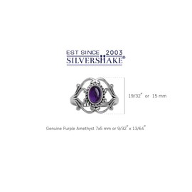 Silvershake Cabochon Amethyst 925 Sterling Silver Victorian Style Rope Ring Size 9