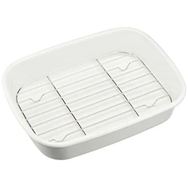 Pearl Metal Tempura Tray Enamel Blanc Kitchen HB-3679 White (Approx.) Width 9.4 x Depth 7.1 x Height 2.0 inches (24 x 18 x 5 cm)