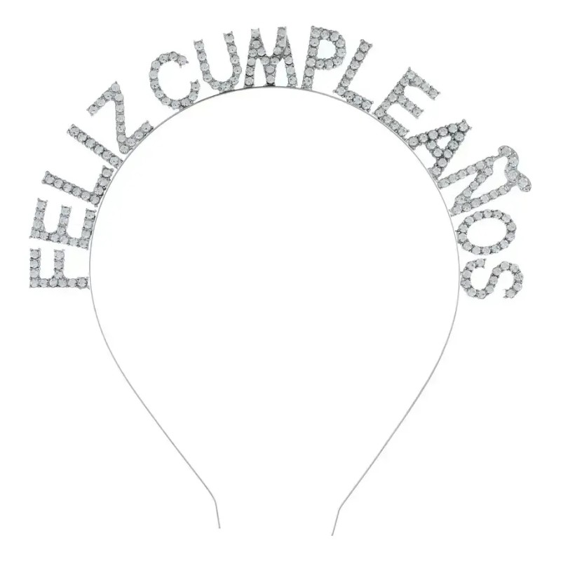 Feliz Cumpleaños Tiara Y Faja Diademas Fiesta Cumpleaño Plata +