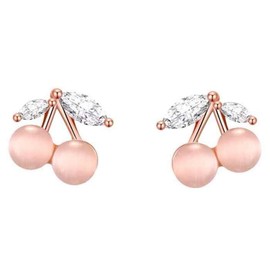 Miyabi Grace Women's Popular Non-Hole Pearl White White Dangling Crystal Gold Cubic Zirconia Long Rhinestone Heart Flower Flower Chain Leaf Butterfly Bar Cherry No Pain Silver Coil Style Earrings