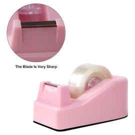 Yiautao 1Pcs Desktop Tape Dispenser Adhesive Roll Holder with Weighted Nonskid Base, Pink (Tape not Included)